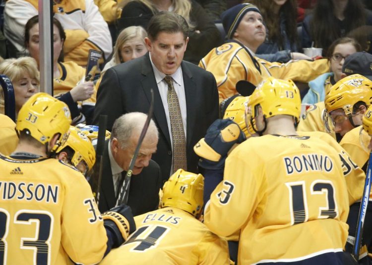 Peter Laviolette, who led the Nashville Predators to the playoffs in each of the previous five seasons, was fired on Monday. Nashville is 19-15-7 this season. 