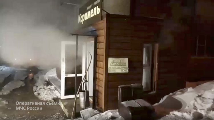 The view of a damaged hotel of nine rooms located in the basement of a residential building which was flooded with boiling water after a pipe ruptured/ 