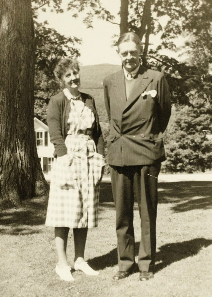 Emily Hale and T.S. Eliot pose in a 1946 family photo in Dorset, Vermont. 