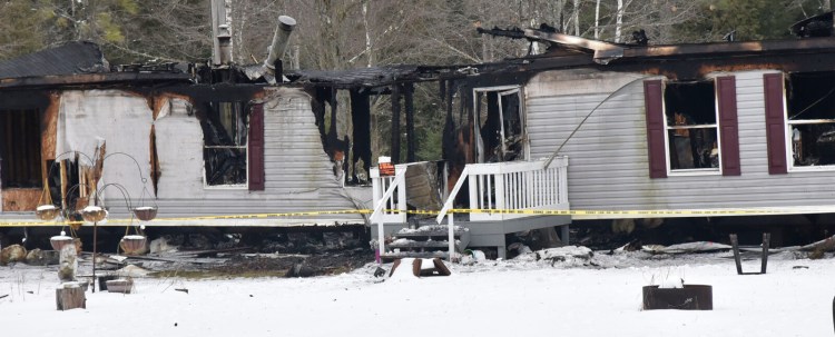 This double wide mobile home on Alley Lane off Route 202  in Troy  was destroyed by fire late Friday. All walls, roof and contents were destroyed, according to officials. Two vehicles, a recreational vehicle and a mobile home did not appear damaged. No one was at the scene Saturday morning but police tape and a No Trespass sign are posted. 