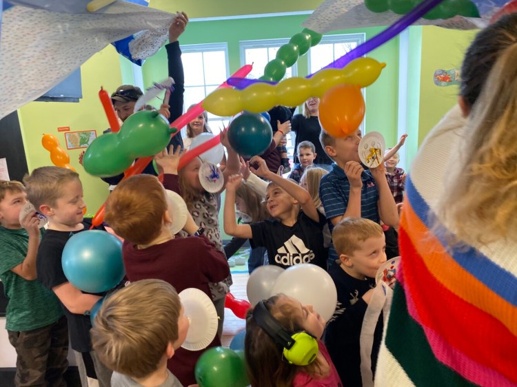 The Western Maine Play Museum held a Noon Year's Eve celebration at the museum in Wilton. Those who attended celebrated during the balloon drop that took place at noon after a countdown. 
