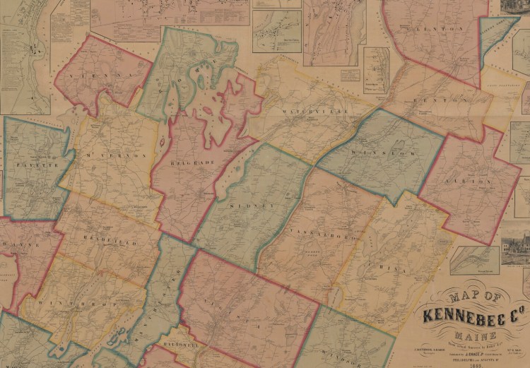 Map of Kennebec Co. Maine from actual surveys by Baker & Co., 1856