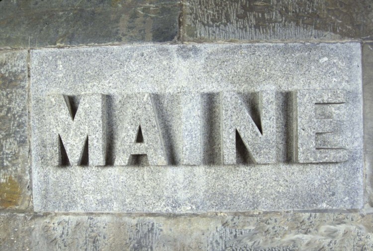 The State of Maine's granite commemorative stone placed at the 30' level in the Washington Monument 
