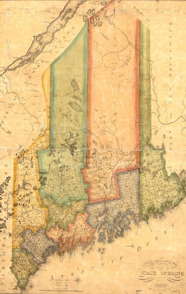 The first separately issued map of the new state of Maine. The map was created by Maine's preeminent early cartographer and advocate for Maine statehood, Moses Greenleaf, in 1820. 