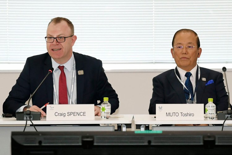 Chief Executive Officer Toshiro Muto, right, and Craig Spence, head of communications of the International Paralympic Committee, attend a news conference in Tokyo Wednesday. Tokyo Olympic organizers said Wednesday they are increasingly concerned about the disruption the fast-spreading virus in China is causing with the games opening in just under six months. “I am seriously worried that the spread of the infectious disease could throw cold water on the momentum toward the games," Muto said. “I hope that it will be stamped out as soon as possible.”