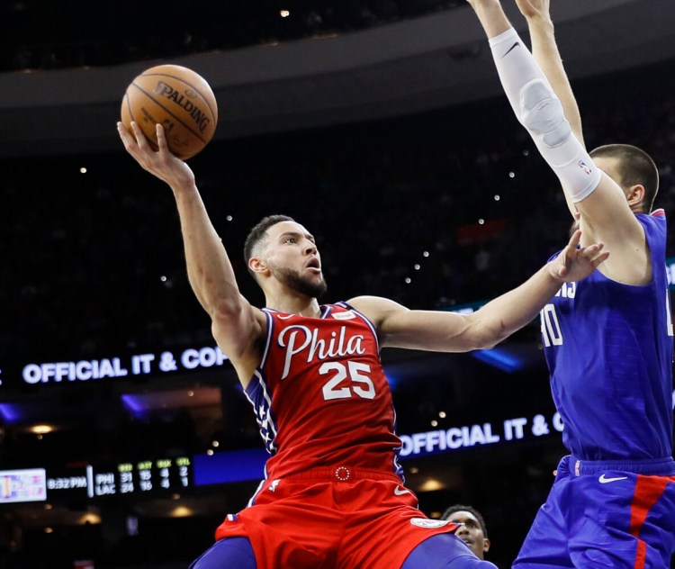 Philadelphia's Ben Simmons had 26 points, 12 rebounds and 10 assists in a win over the Los Angeles Clippers on Tuesday. 
