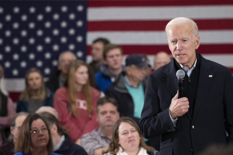 Democratic presidential candidate and former Vice President Joe Biden speaks during a campaign rally Sunday  in Hudson, N.H. 