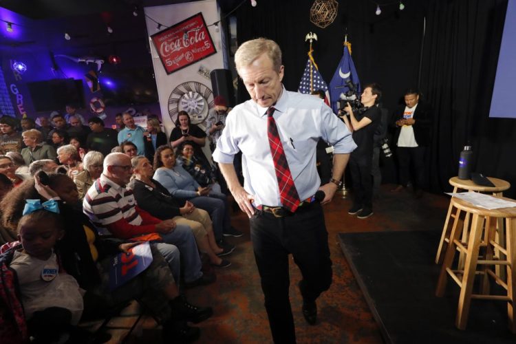 Democratic presidential candidate Tom Steyer speaks at a campaign event Wednesday in Myrtle Beach, S.C.