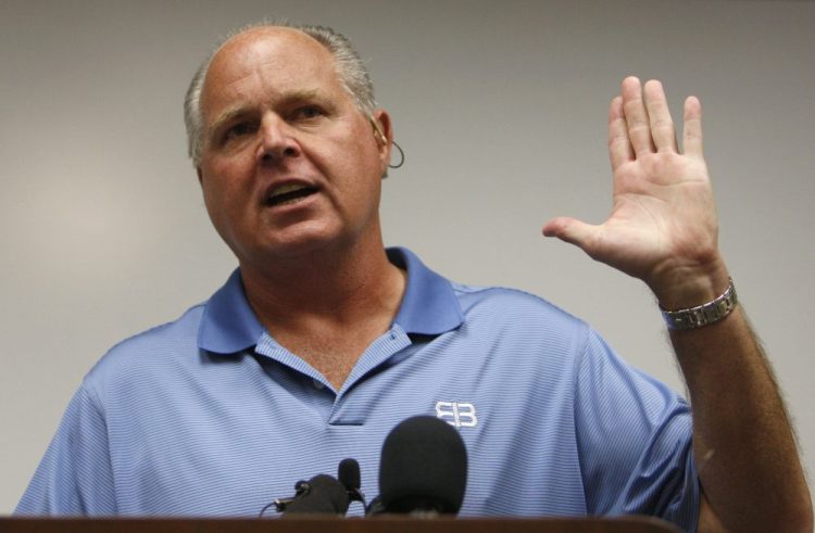 Conservative talk show host Rush Limbaugh at The Queen's Medical Center in Honolulu in 2010. 