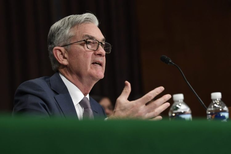 Federal Reserve Chairman Jerome Powell testifies before the Senate Banking Committee in Washington on Wednesday. He said educational attainment has fallen, particularly among lower- and middle-income people, "a key thing for keeping in the labor market these days."