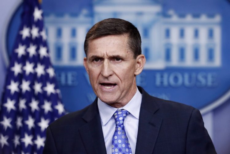 National Security Adviser Michael Flynn speaks in February 2017 during the daily news briefing at the White House in Washington. 