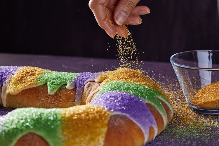New Orleans King Cake is traditional Mardi Gras fare. 