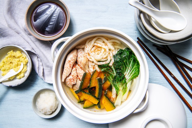 This one-pot soup combines chicken with noodles and winter squash.