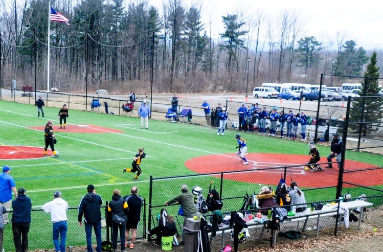 Maranacook hosts Old Orchard Beach at Kents Hill in a game last April. The MPA will allow coaches to communicate with their athletes with the start of the season on hold until at least April 27 because of the coronavirus pandemic. 