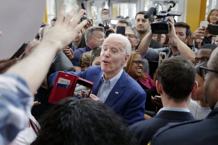 Democratic presidential candidate former Vice President Joe Biden greets the crowd after speaking at a campaign rally Monday at Texas Southern University in Houston. 
