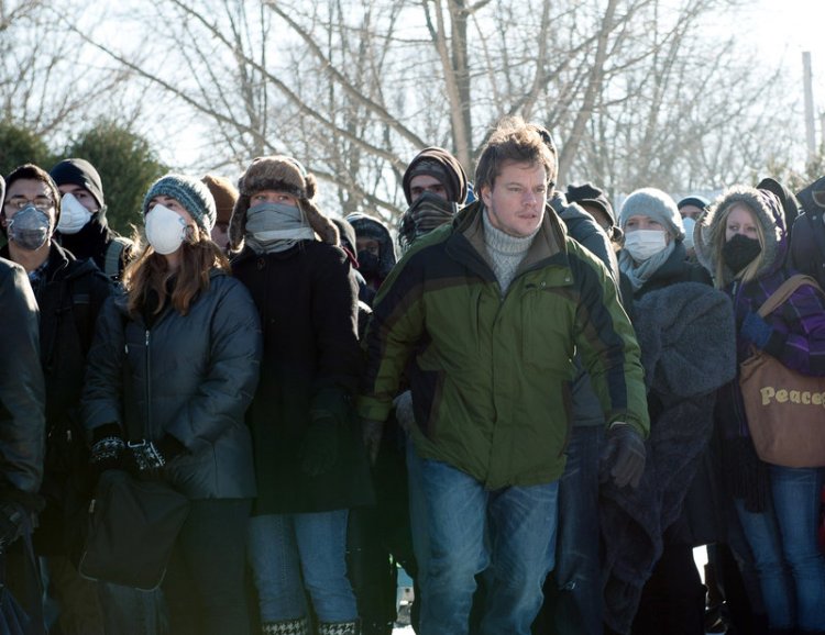 This image released by Warner Bros. Pictures shows Matt Damon in a scene from the film "Contagion." 