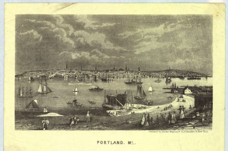 Portland is depicted in the 1860s in a lithograph by Charles Magnus.
