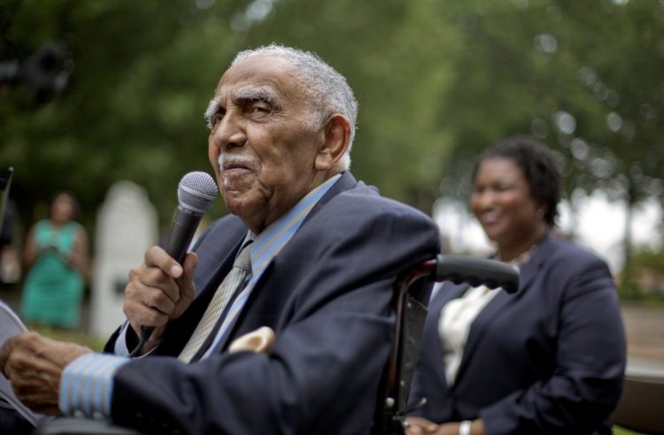 Civil rights leader the Rev. Joseph E. Lowery speaks at an event Aug. 14, 2013, in Atlanta announcing state lawmakers from around the county have formed an alliance they say will combat restrictive voting laws.