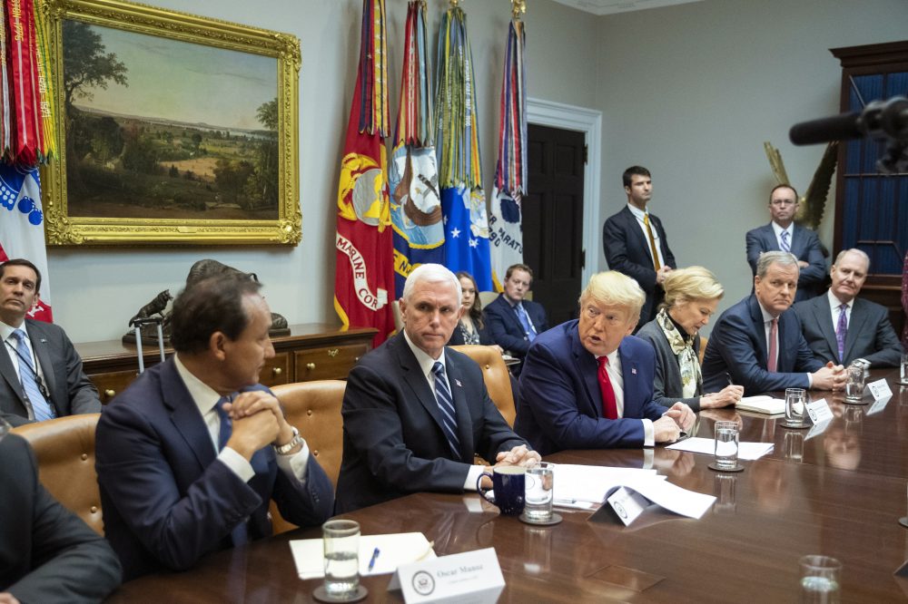 Donald Trump, Mike Pence, Deborah Birx, Oscar Munos, Doug Parker, Gary Kelly