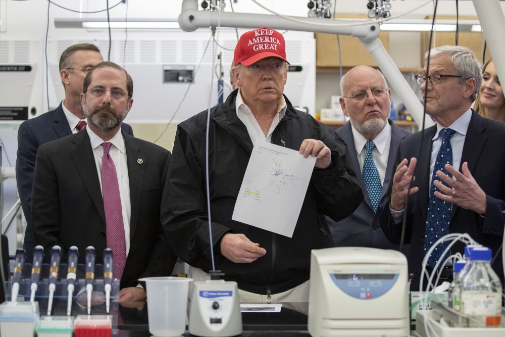 Donald Trump, Robert Redfield, Steve Monroe, Alex Azar