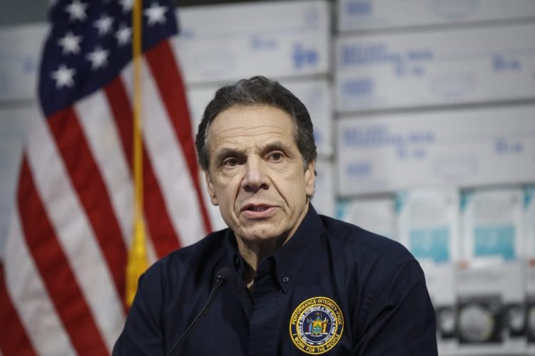 New York Gov. Andrew Cuomo speaks to the media on Tuesday. He issued a new edict on Wednesday banning contact in city playgrounds and floated a proposal to close some New York City streets to traffic.