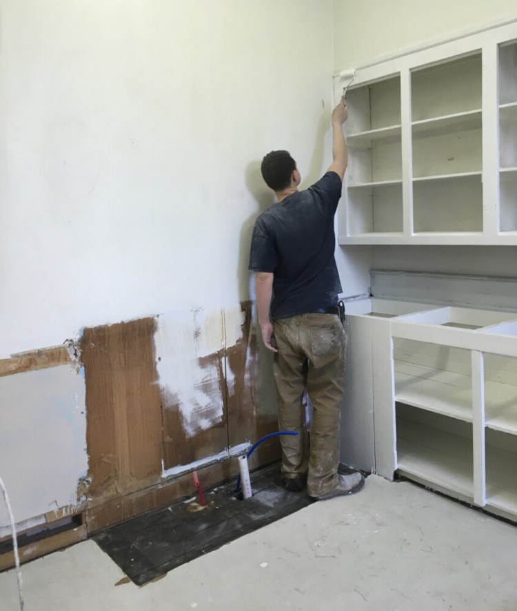 Zackery Ellis, a senior at Gardiner Area High School, is renovating the kitchen at the Hallowell American Legion Hall as his Eagle Scout Project. 