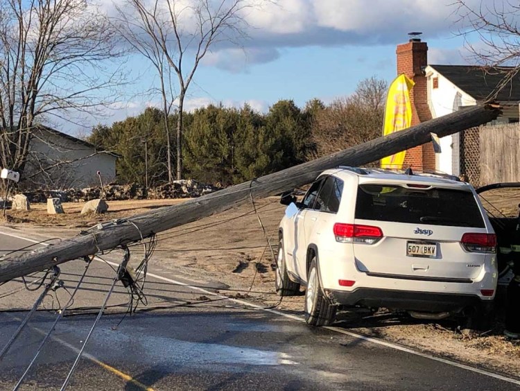 A driver from Louisiana was charged with operating under the influence after she crashed into a utility pole on Hill Road in Arundel on Sunday afternoon.