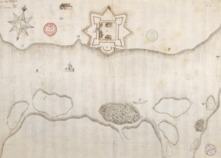 Map of Fort Pentagouet, Castine 1670