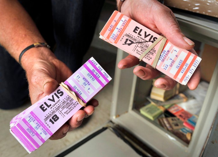 The Cumberland County Civic Center still has a few tickets from Elvis Presley’s scheduled 1977 Portland dates. 