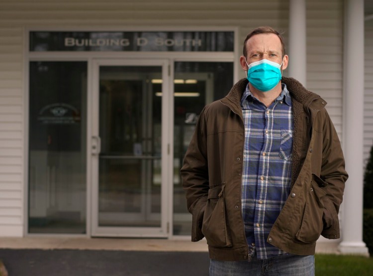 Orthodontist Chris Murphy stands outside his office in Scarborough on Thursday. Orthodontists and dentists were planning to reopen their practices Friday but have put those plans on hold because of a lack of guidance from the Mills administration. 