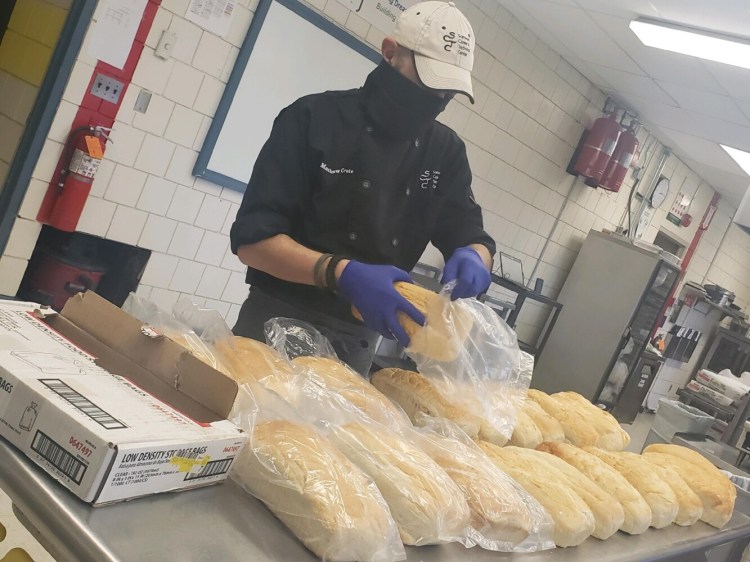 Chef Matt Crate, culinary arts instructor at the Somerset Career & Tech Center, offered to bake 200 loaves of bread weekly for the Alfond Youth and Community Center's Back Pack Program. 