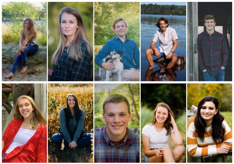 Maranacook Community High School top 10 scholars for the class of 2020. Top from left are Emma Hagenaars, Nina Gyorgy, John McLaughlin, Carter McPhedran and Robbie McKee. Bottom from left are Ashley Cray, Amanda Goucher, Wyatt Cannell, Allyse Bonenfant and Sydney Birtwell.