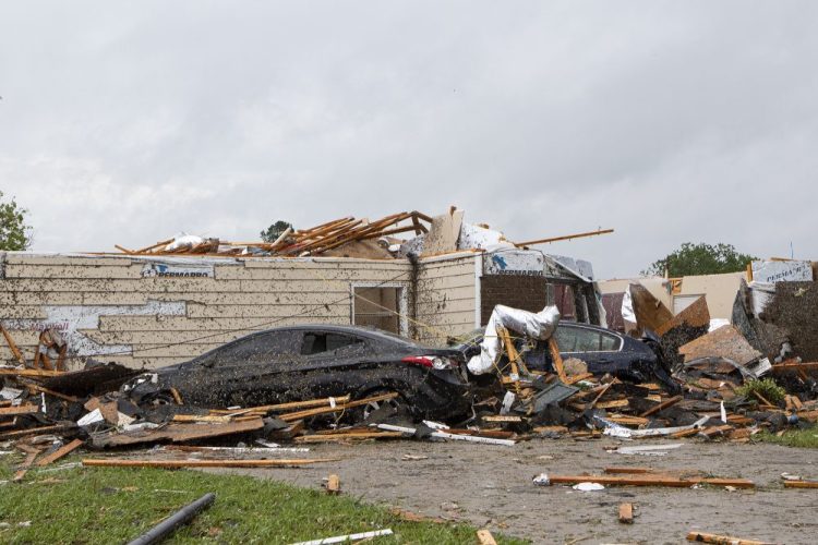 A home had its roof torn off after a tornado ripped through Monroe, La. just before noon on Sunday, April 12, causing damage to a neighborhood and the regional airport. 
