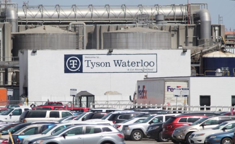 The Tyson Fresh Meats plant in Waterloo, Iowa, was temporarily shut down Wednesday, and testing of its 2,800 workers is expected to start Friday.  