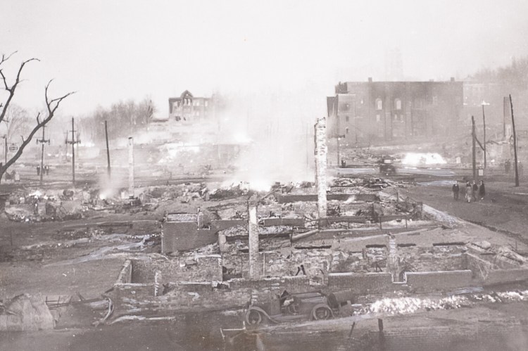 A 1933 fire tore through Auburn's New Auburn district.

