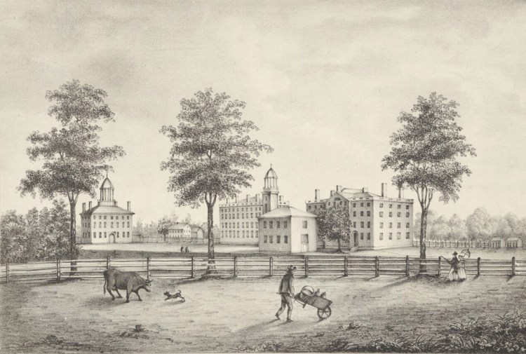 Southwest View of Bowdoin College, circa 1822 

