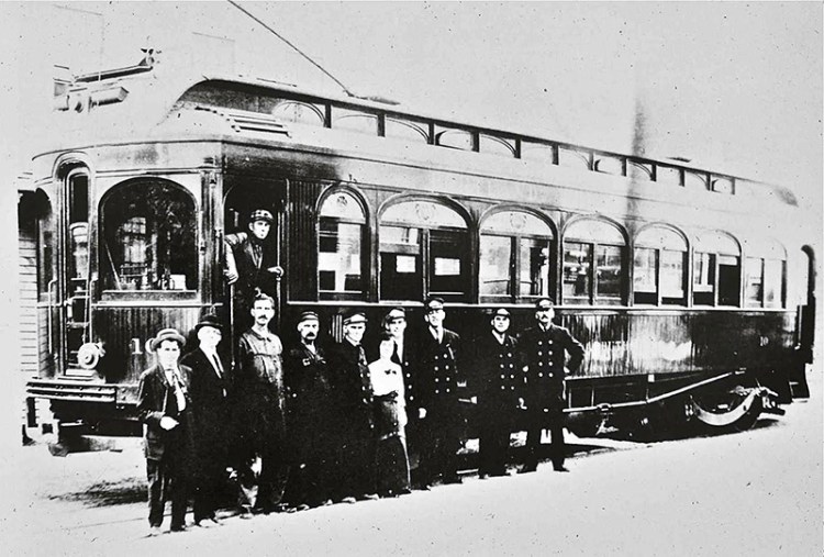 No. 10 Arbutus with shop crew members in this photo taken in Lewiston just prior to the opening of the line in 1914.
