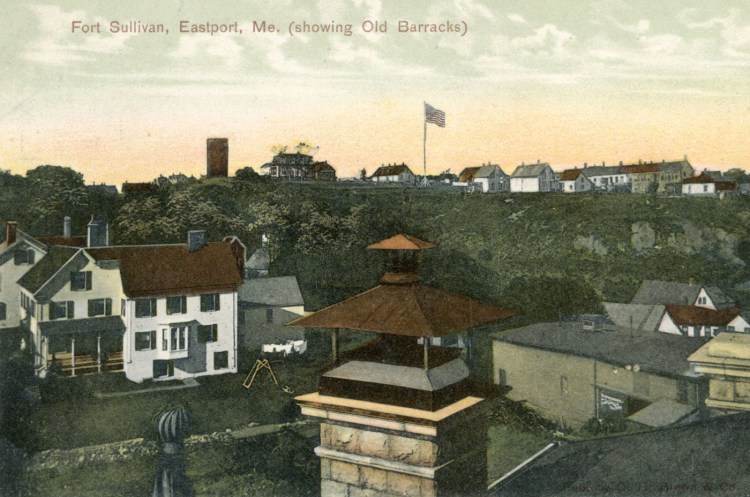 An undated postcard showing the old barracks at Fort Sullivan in Eastport.

