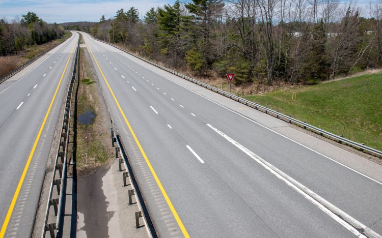 Traffic is down sharply on the Maine Turnpike, as evidenced by this photo shot on a Tuesday afternoon in May just south of the Auburn interchange. If even a fraction of Mainers currently working from home continue to do so, it would greatly reduce greenhouse gas emissions in the state.