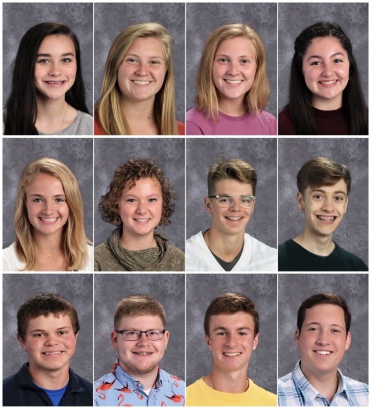 Cony High School has announced its 2020 Girls and Boys State delegates. Top from left are Mandy Cooper, Amanda Jorgensen, Tessa Jorgensen and Brooklynn Merrill. Middle from left are Julia Reny, Hannah Richardson, Jack Begin and Dylan Begley. Bottom from left are Elijah Bezanson, Hunter Davis, Kyle Douin and Jack Rodrigue.