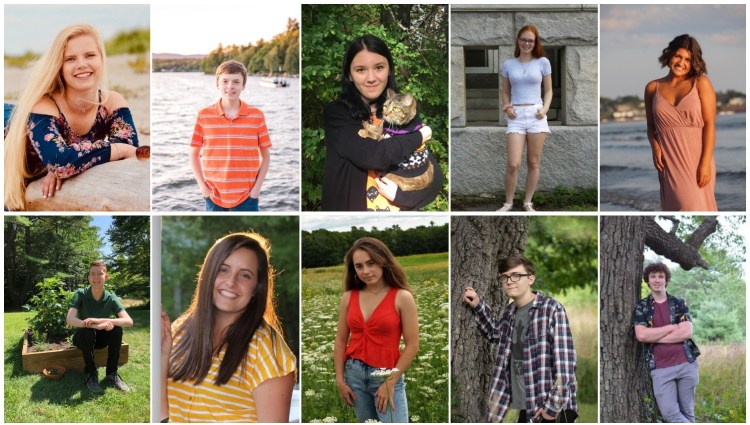 Erskine Academy in South China has announced its top 10 seniors for the class of 2020. Top from left are Sarah Jarosz, Hunter Praul, Mina Raag-Schmidt, Summer Hotham and Lyndsie Pelotte. Bottom from left are Benjamin Lavoie, Lucy Allen, Jordan Linscott, Dominic Smith and Richard Winn.