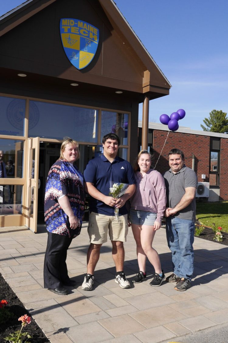 From left are 
Marsha, Alex, Michaela and DJ Demers. Alex Demers was one of 28 Mid-Maine Technical Center students to be inducted into the National Technical Honor Society ceremony on May 14 in Waterville. 
