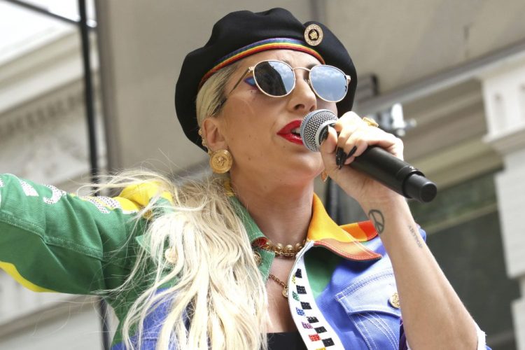 This June 28, 2019 file photo shows Lady Gaga performing in the second annual Stonewall Day honoring the 50th anniversary of the Stonewall riots, hosted by Pride Live and iHeartMedia in New York. 