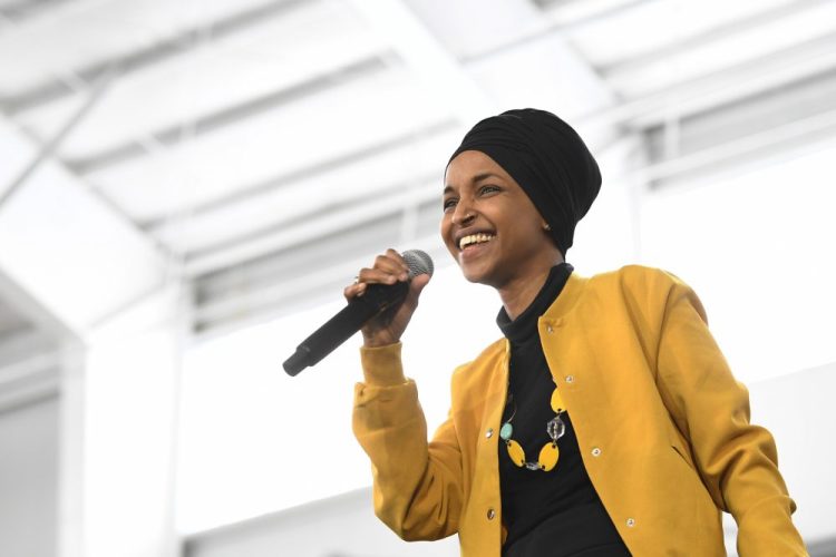 Rep. Ilhan Omar, D-Minn., speaks at a Feb. 20 rally in Springfield, Mass. In her new memoir being released Tuesday, she provides details about her life, as she went from a refugee and immigrant to a congresswoman.