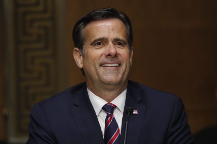 In this May 5, 2020, photo, Rep. John Ratcliffe, R-Texas, testifies before the Senate Intelligence Committee during his nomination hearing on Capitol Hill in Washington. President Donald Trump’s pick to be the nation’s top intelligence official, Ratcliffe, is adamant that if confirmed he will not allow politics to color information he takes to the president.  (AP Photo/Andrew Harnik, Pool)
