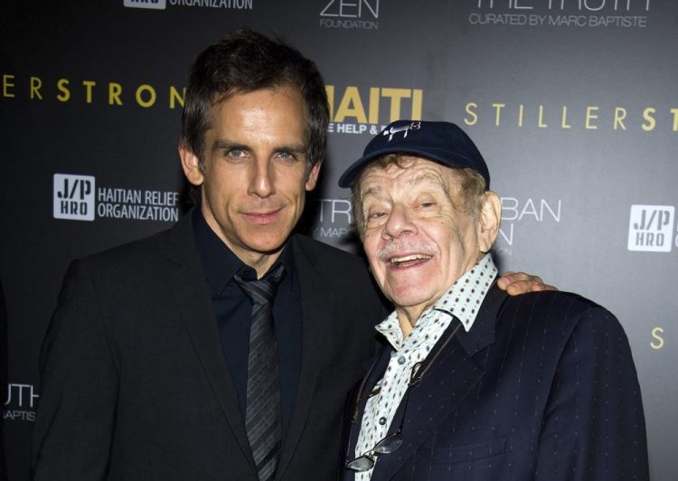 Ben Stiller, left, and his father Jerry Stiller arrive at the Help Haiti benefit honoring Sean Penn hosted by the Stiller Foundation and The J/P Haitian Relief Organization in February 2011 in New York.