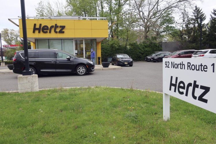 A Hertz car rental office is closed May 6 in Paramus, N.J. Hertz filed for bankruptcy protection Friday, unable to withstand the pandemic that has crippled global travel.