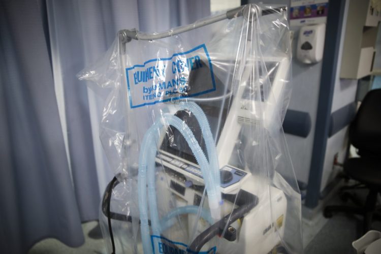 A ventilator waits to be  at St. Joseph's Hospital in Yonkers, N.Y. An analysis of federal contracting data by The Associated Press shows the Department of Health and Human Services is now on track to exceed 100,000 new ventilators by around July 13, about a week later than the 100-day deadline Trump first gave on March 27. 