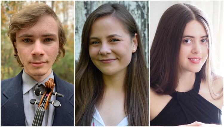 Bay Chamber Concerts and Music School in Rockport announces its 2020 Young Stars of Maine Prizewinners. The local winners from left are Joshua Rosenthal, Kayleigh Tolley and Inga Zimba. 