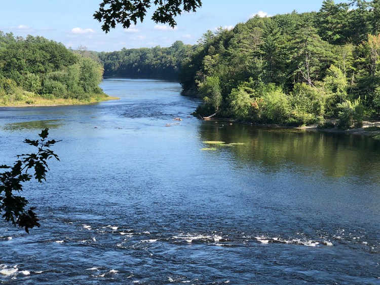 The Great Eddy along the Kennebec River in Skowhegan in 2020. Like many waterways in central Maine, the Great Eddy can be a dangerous place for swimmers and boaters, especially when the water is high and moving swiftly.